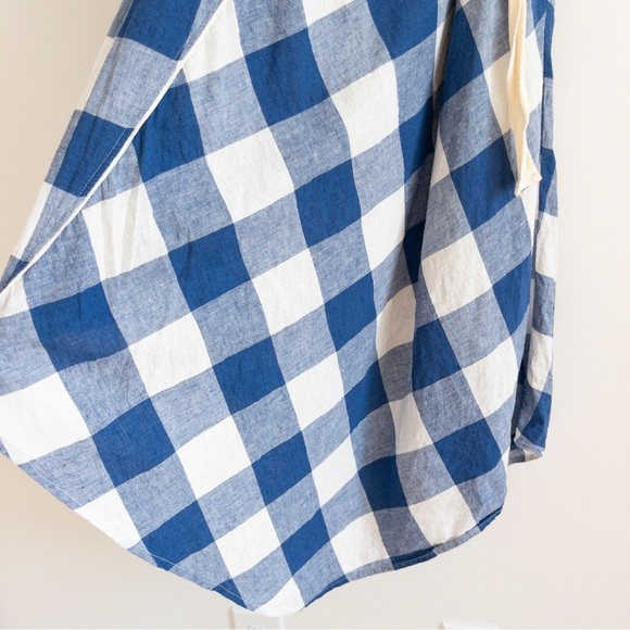 Maeve Anthropologie Cotton and Linen Asymmetrical Belted Gingham Midi Dress - Picture 4 of 15